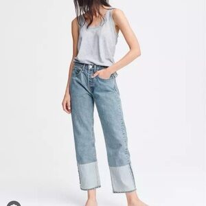Rag & Bone Maya reverse cuff high rise button fly straight leg jeans